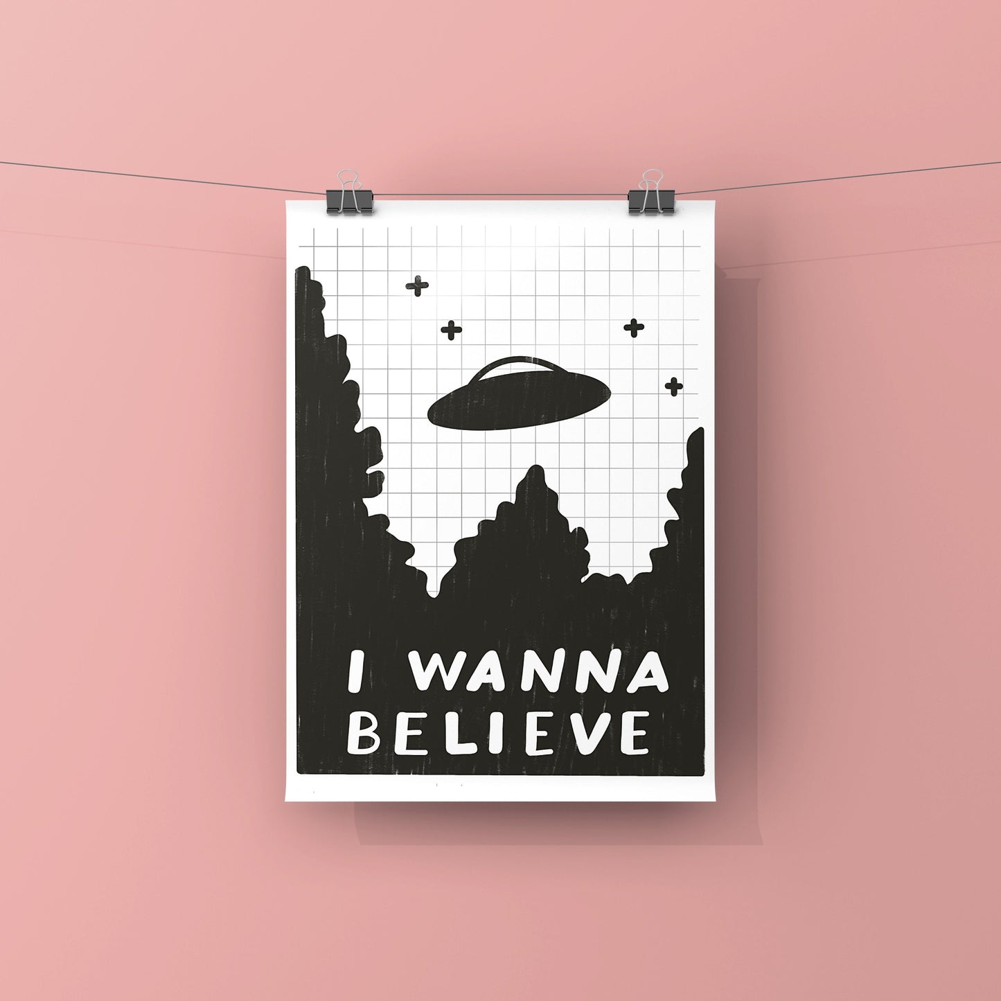 I Wanna Believe X Files Print | Downloadable Print | I Want to Believe Print | X Files Poster | Printable Art | Alien Print | Alien Art