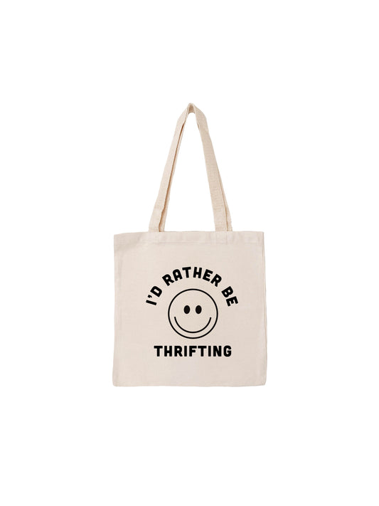 I’d Rather Be Thrifting Smiley Tote Bag