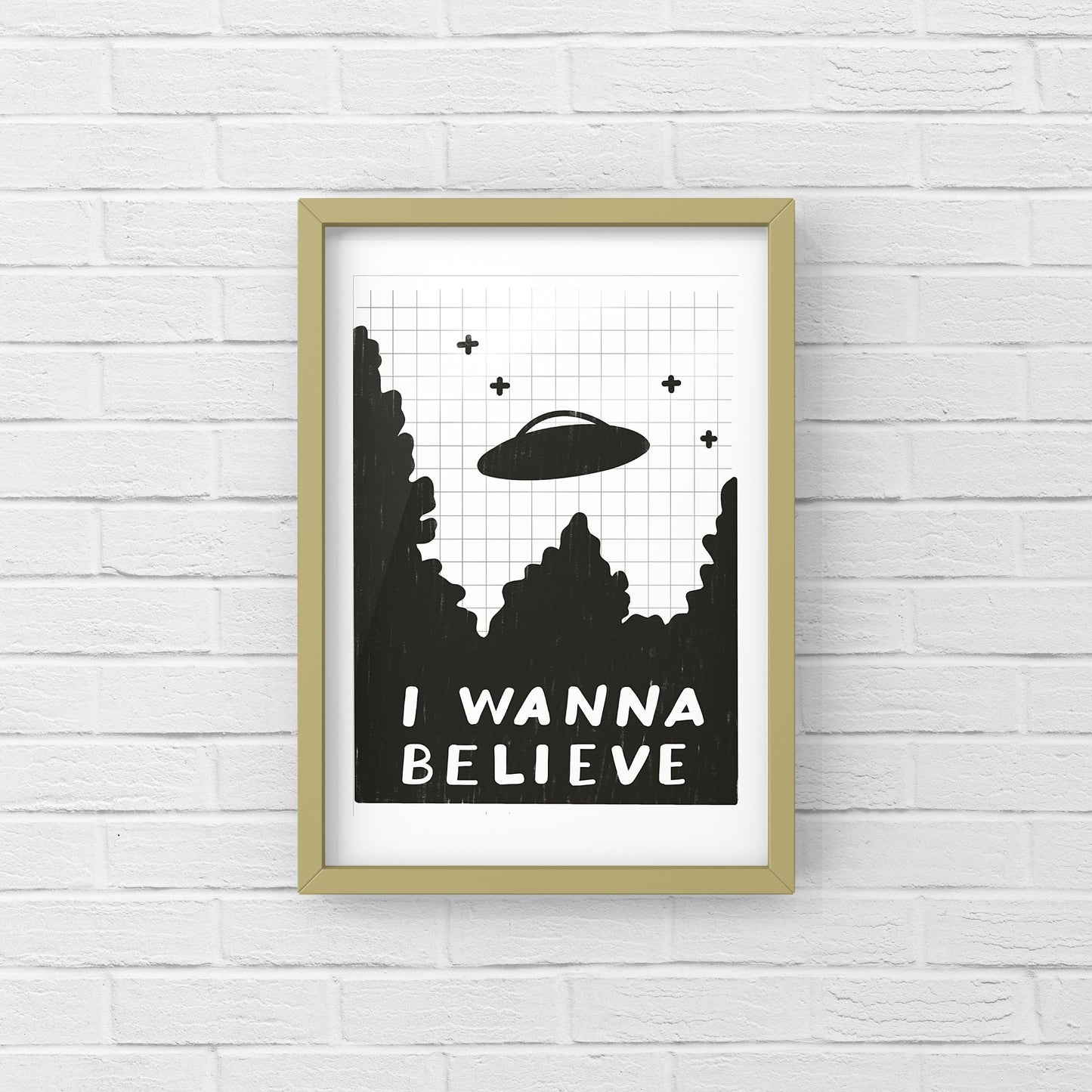 I Wanna Believe X Files Print | Downloadable Print | I Want to Believe Print | X Files Poster | Printable Art | Alien Print | Alien Art